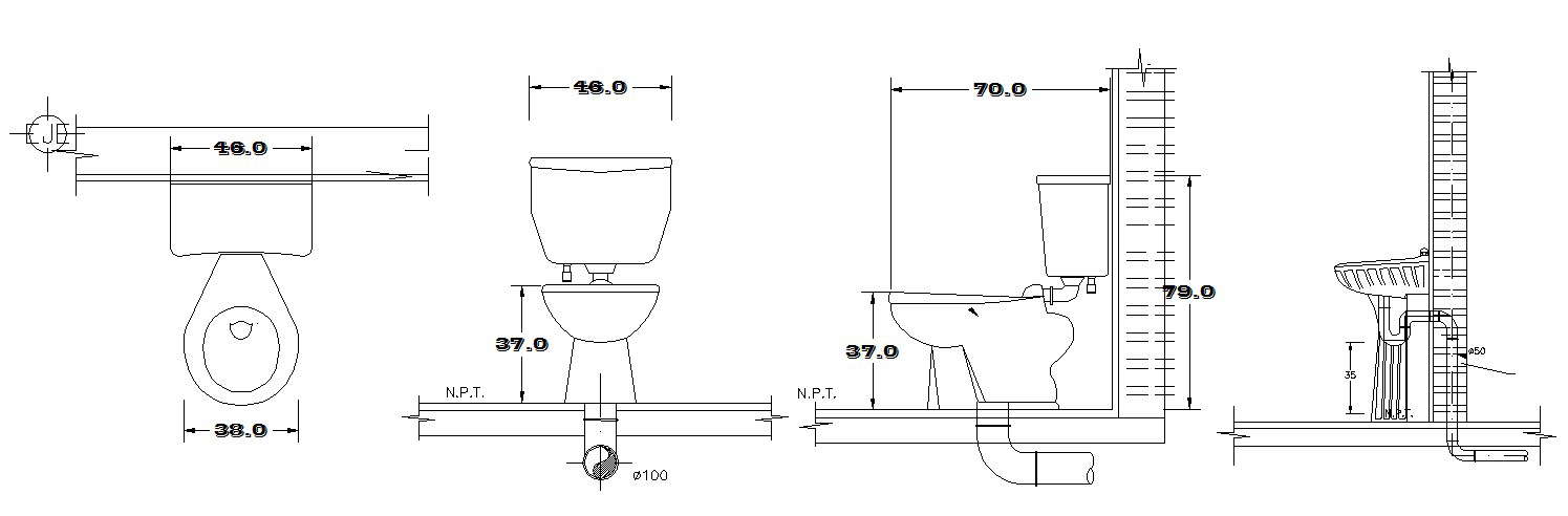  Toilet  Block In AutoCAD  File Cadbull