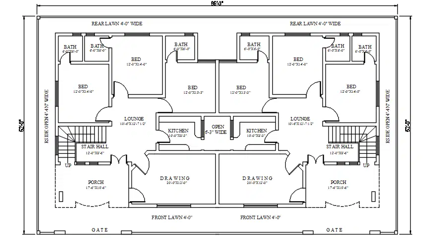 Autocad drawing residential plan - Cadbull