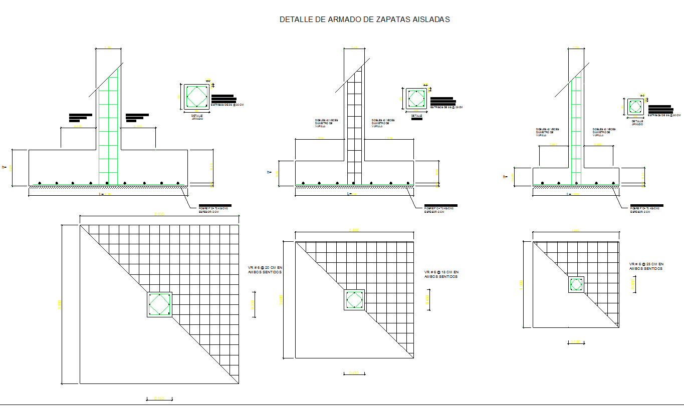 Autocad Dwg Files Of Detail Of Isolated Footings Cadbull