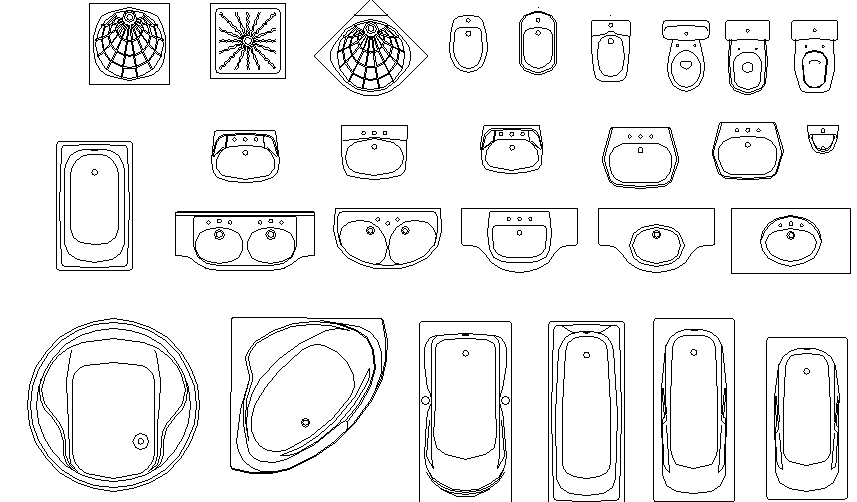 Autocad libraary for bathroom accesories - Cadbull