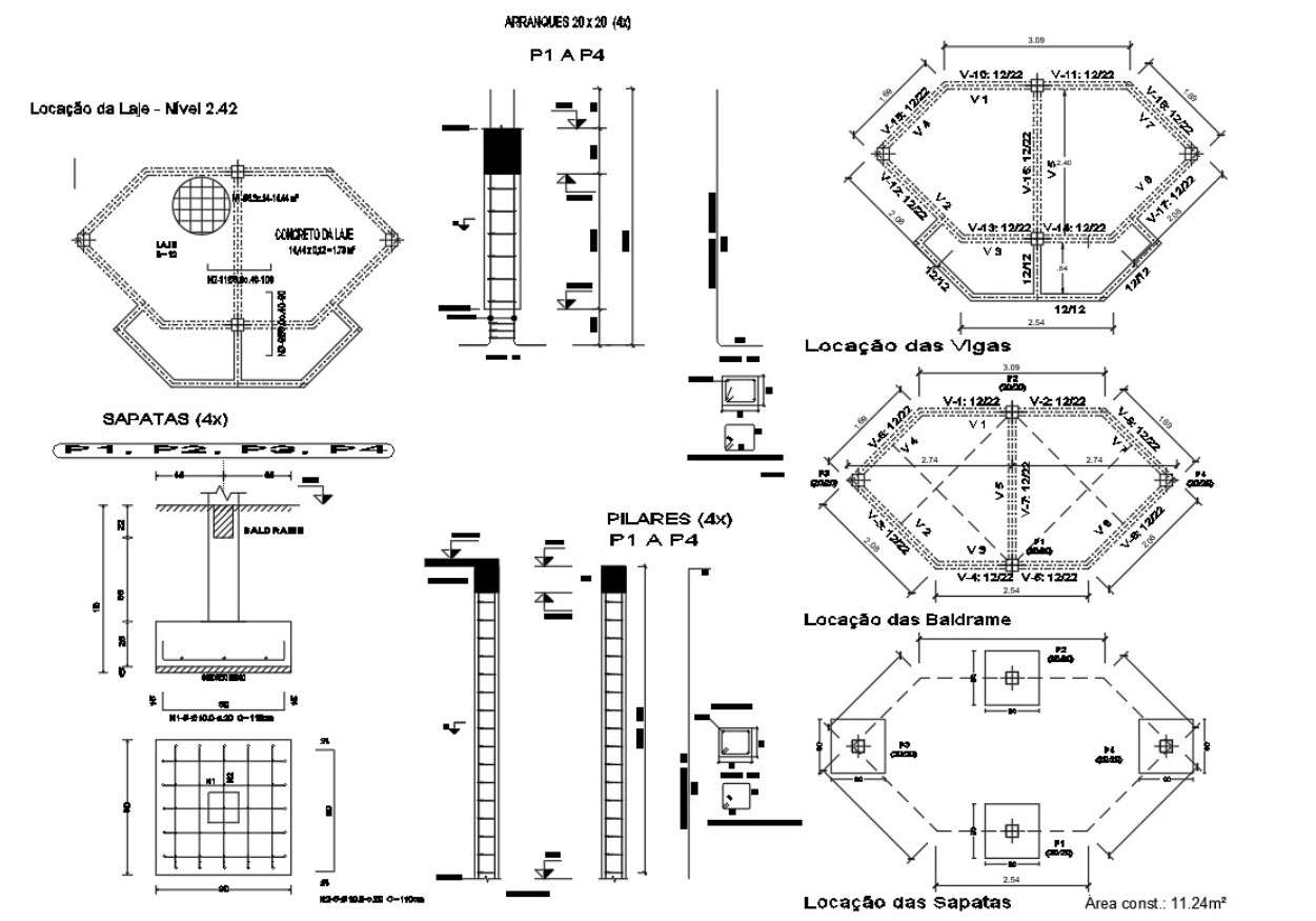 Autocad 2d Dwg Drawing Details Of Details Of Baldrame Beams Is Given In 