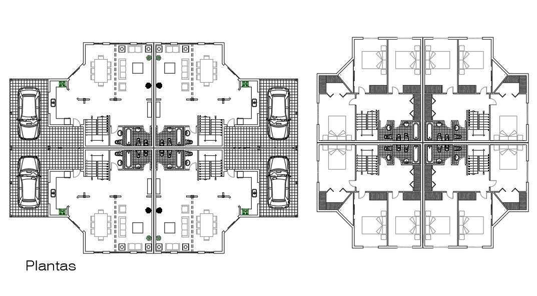  Autocad  2D  DWG drawing  file has the duplex house  plan  