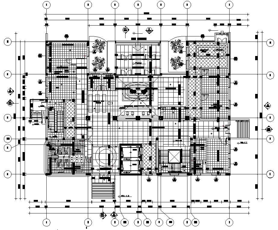 Autocad 2D DWG file of single-story Ground floor Furniture house plan ...