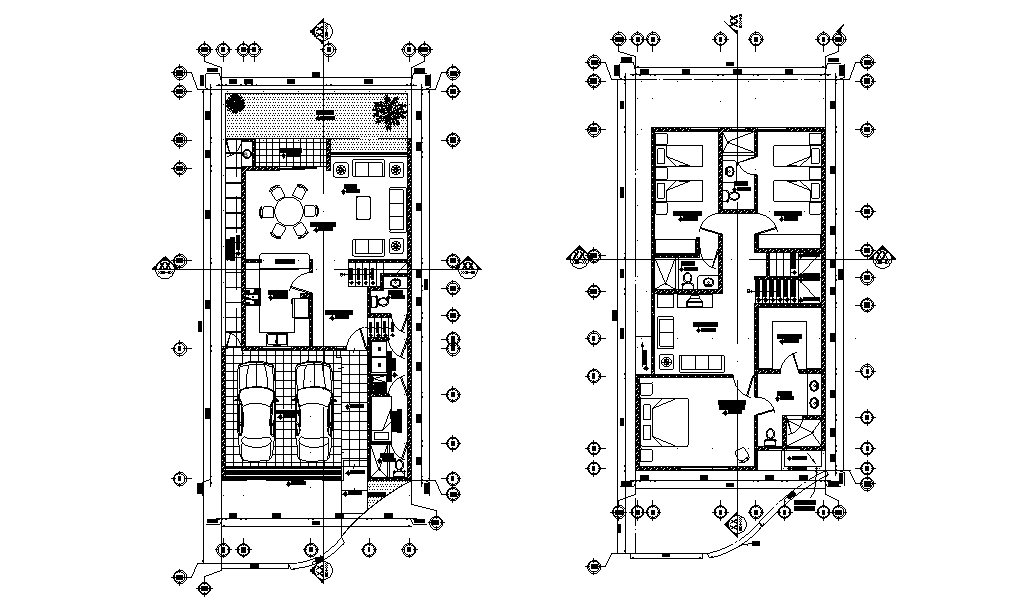 Autocad 2D file has the detail of 8x20m house plan. Download now. - Cadbull