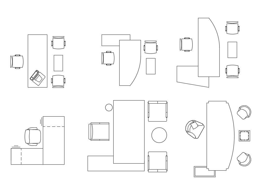 Autocad DWG 2d drawing of various styles of the office table block ...