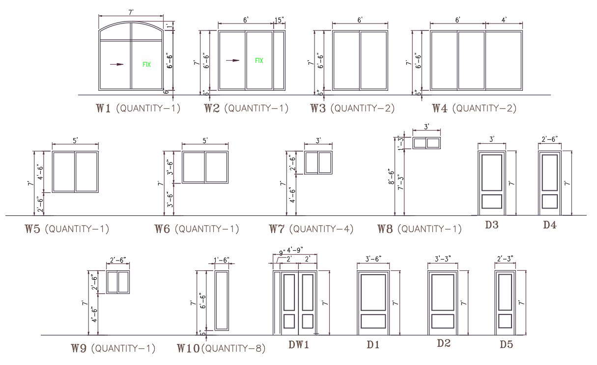 Autocad DWG file Showing the Details of the sectional details of doors ...