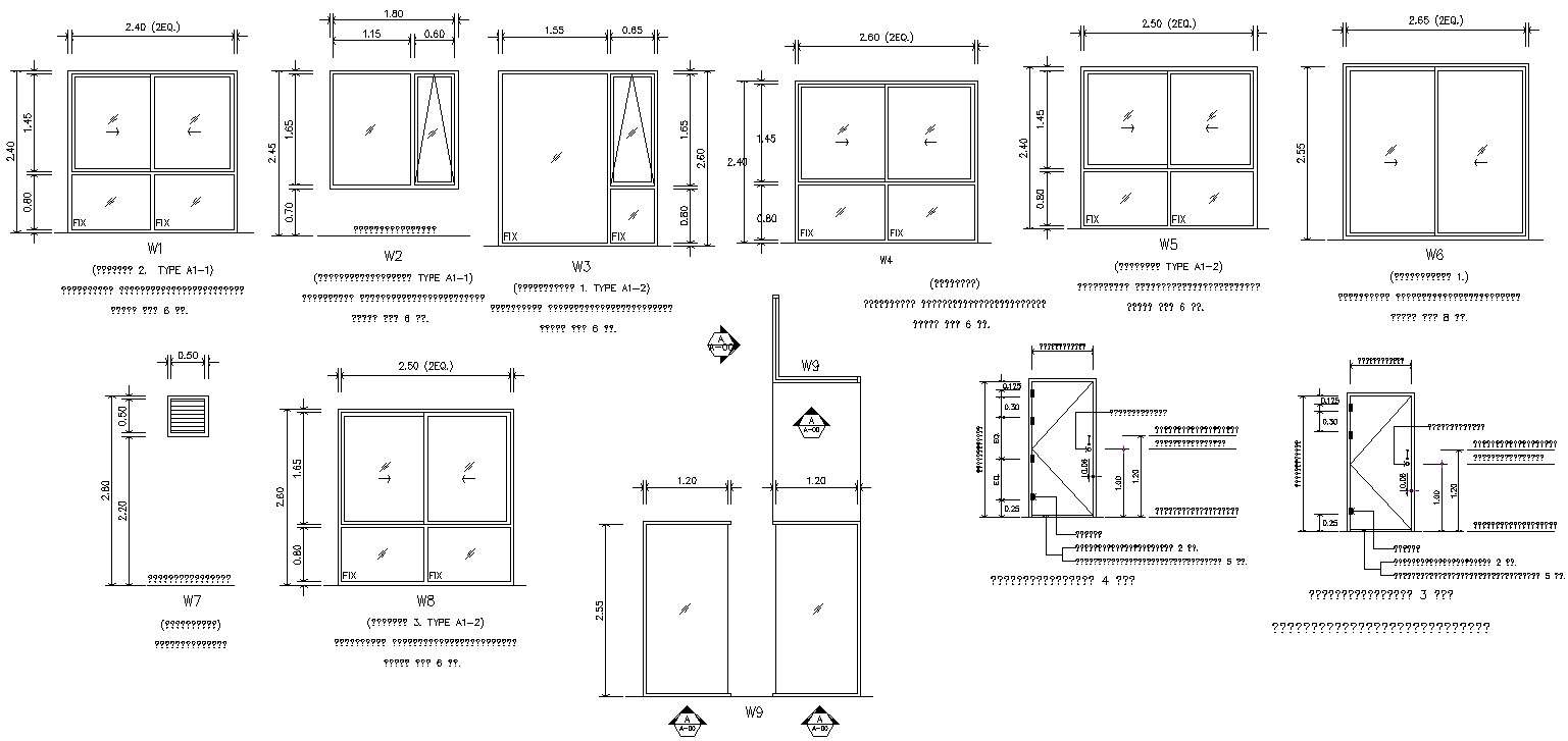 Autocad Drawing file Contains the Elevation design of the window blocks ...