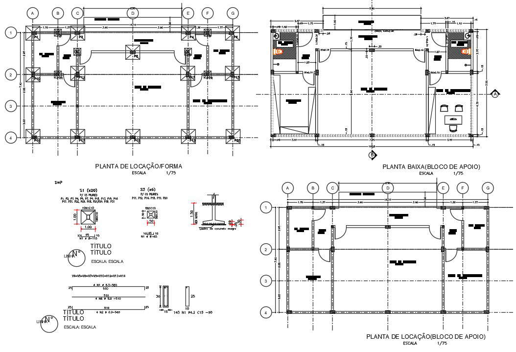 Autocad drawing file having plan of health academy with the structural ...