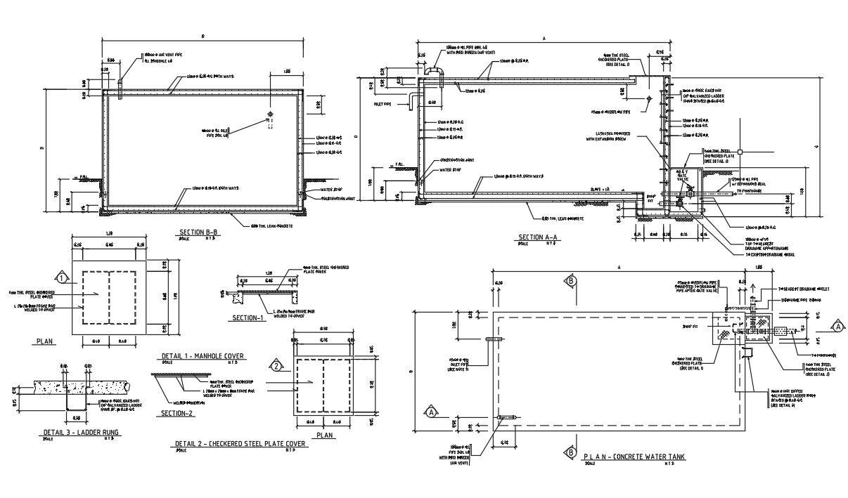 water-tank-section-manhole-and-plumbing-structure-cad-drawing-detail