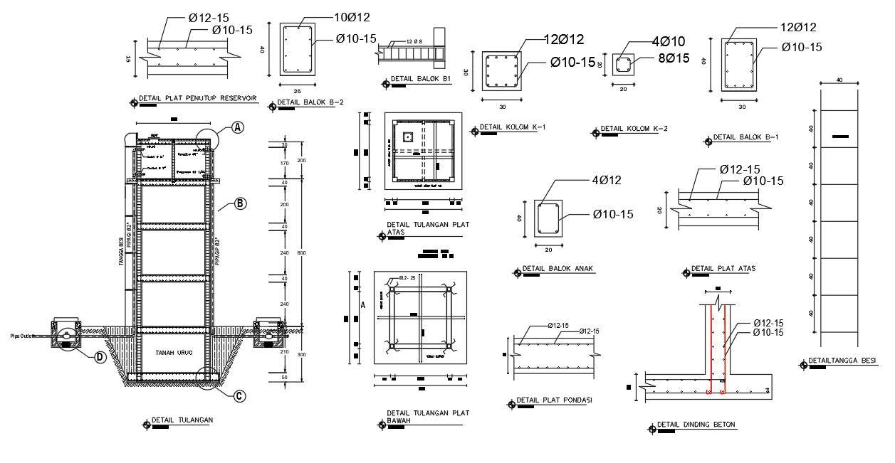 Autocad drawing file having the details of water tower capacity ...