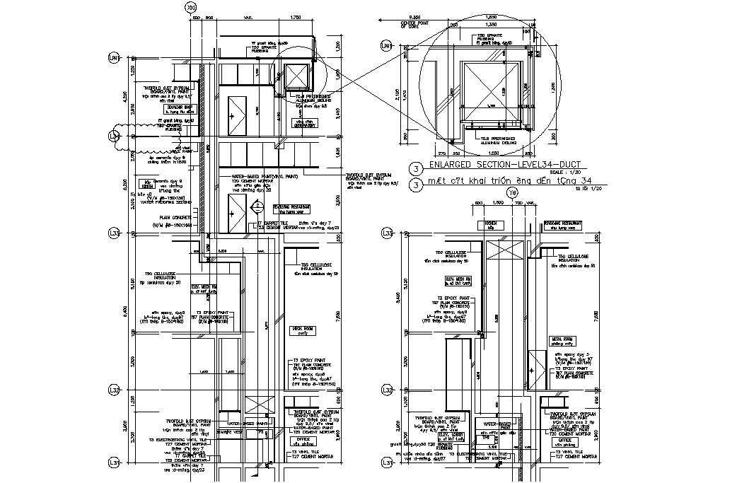 Autocad drawing file showing the details of the Enlarge Section ...