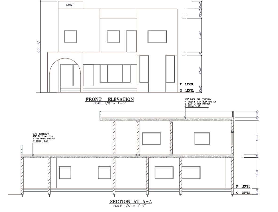 Autocad drawing file shows the detailed Section plan of the G+1house ...