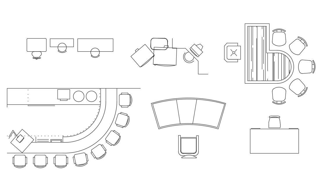 Autocad drawing shows various styles of the conference table block ...