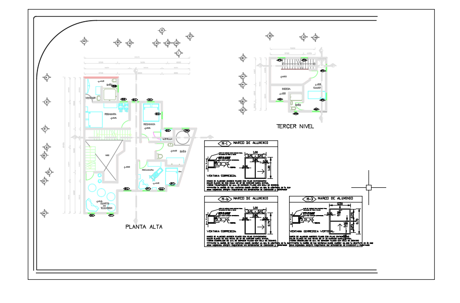 A Window Detail Drawing Of The 14x18m Architecture First Floor House Plan 2d Autocad Drawing