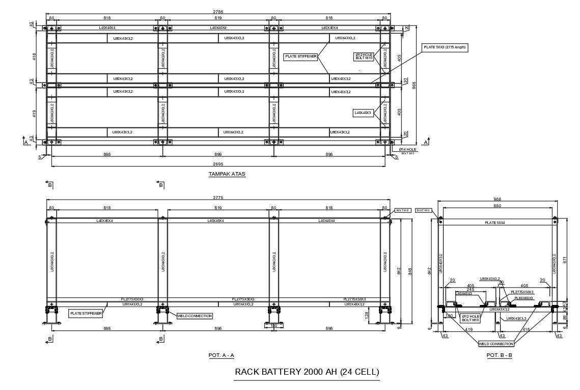 BATTERY BRACKET DESIGN In Detail AutoCAD 2D Drawing, Dwg File, CAD File ...