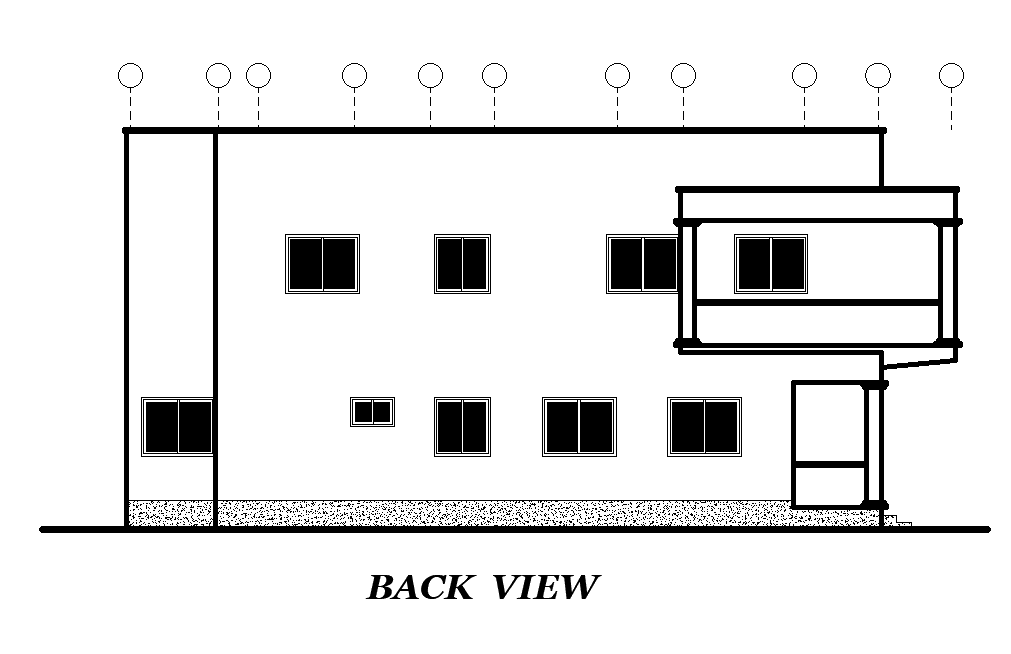 Back Side Elevation Of The House Plan Is Given In This Autocad Drawing Filedownload Now Cadbull