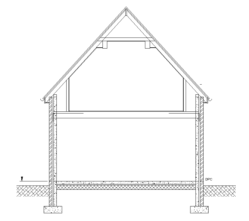 Back Side Section View Of 10x11m Villa Building Is Given In This Autocad Model Download Now