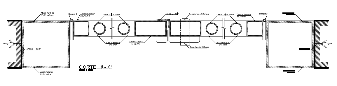 Back side section view of 1.1x2.1m armored door plan is given in this ...