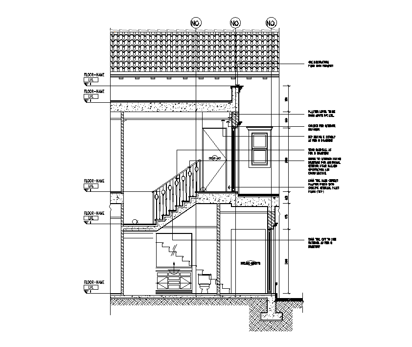 Back side section view of 16x24m restaurant plan is given in this ...