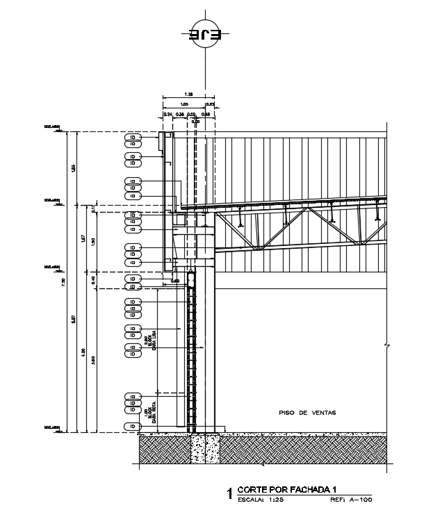 Back Side Section View Of The Industrial Building Is Given In This