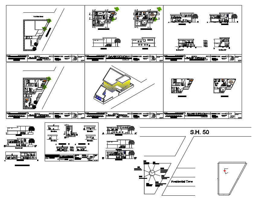 Bank Design - Cadbull