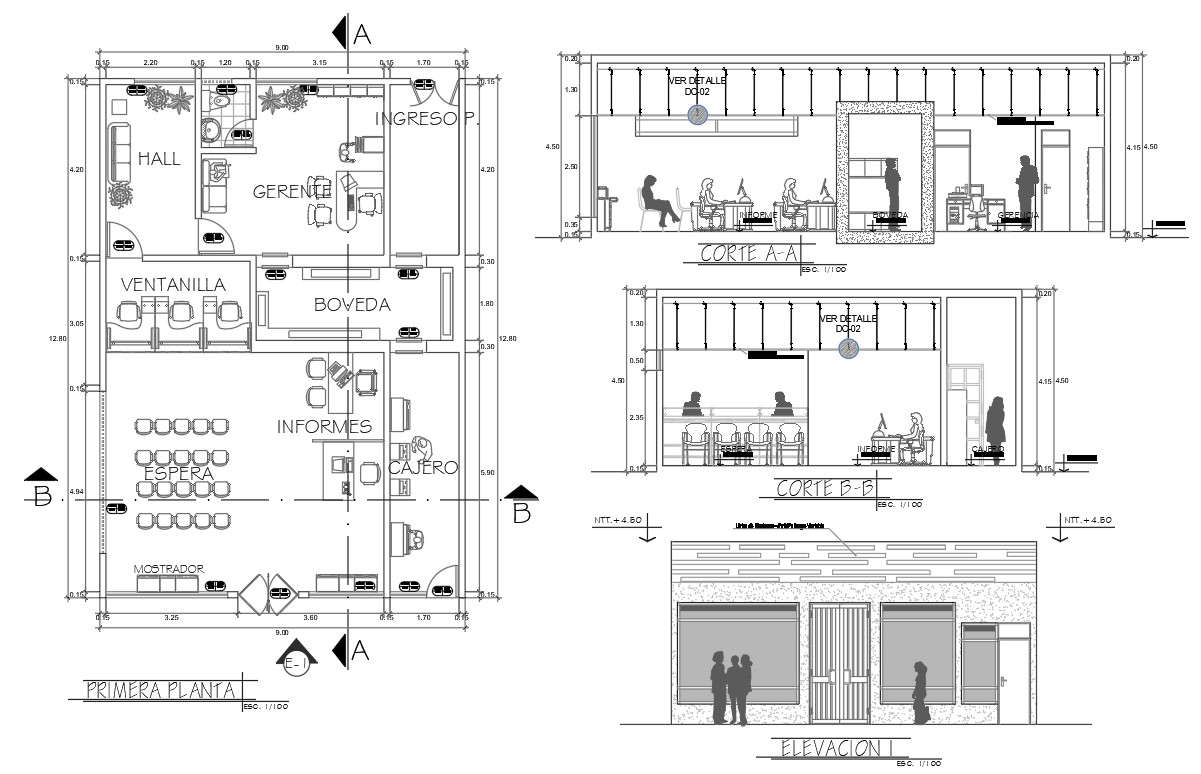 Bank Office Project With DWG File - Cadbull