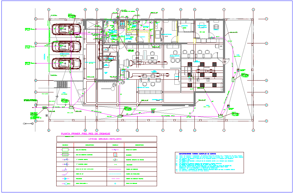 Banking agency plan with drain line and drain legend view dwg file ...