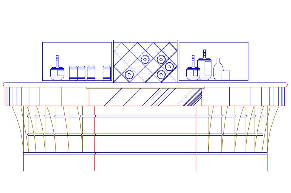 Counter Bar Front Elevation Cad Drawing Download Dwg File Cadbull ...