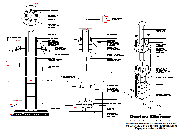 Base for collapsible column - Cadbull