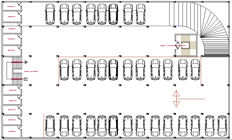 Basement car parking lot floor plan details of multi-purpose building ...