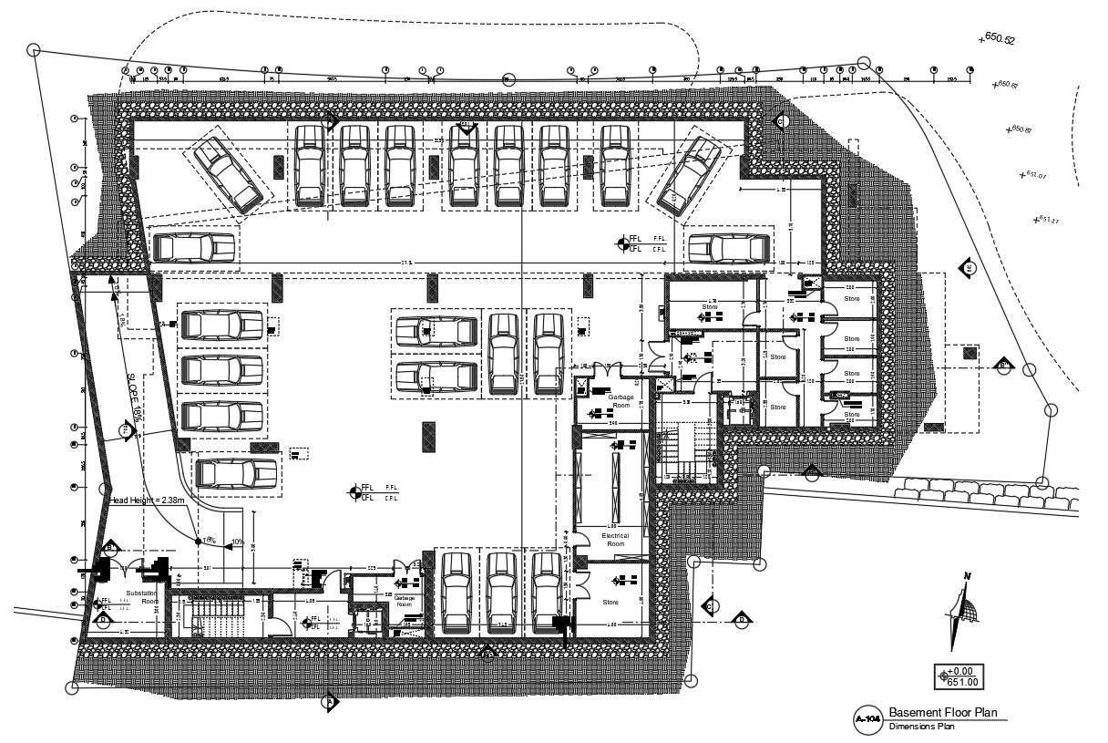 Basement Parking Floor Plan Details In AutoCAD, Dwg File. - Cadbull