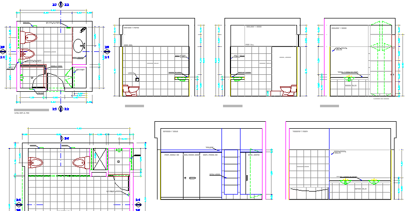 Bathroom Architecture Design And Section Plan Dwg File - Cadbull