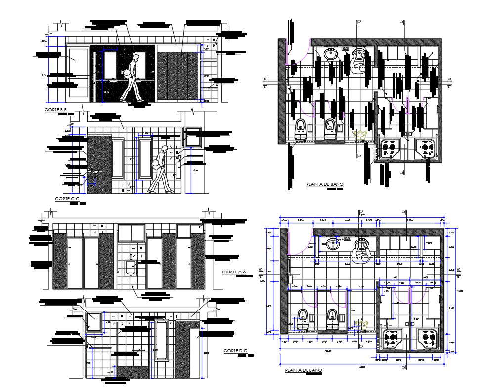 Bathroom Elevation and Layout plan WIth DWG File Cadbull