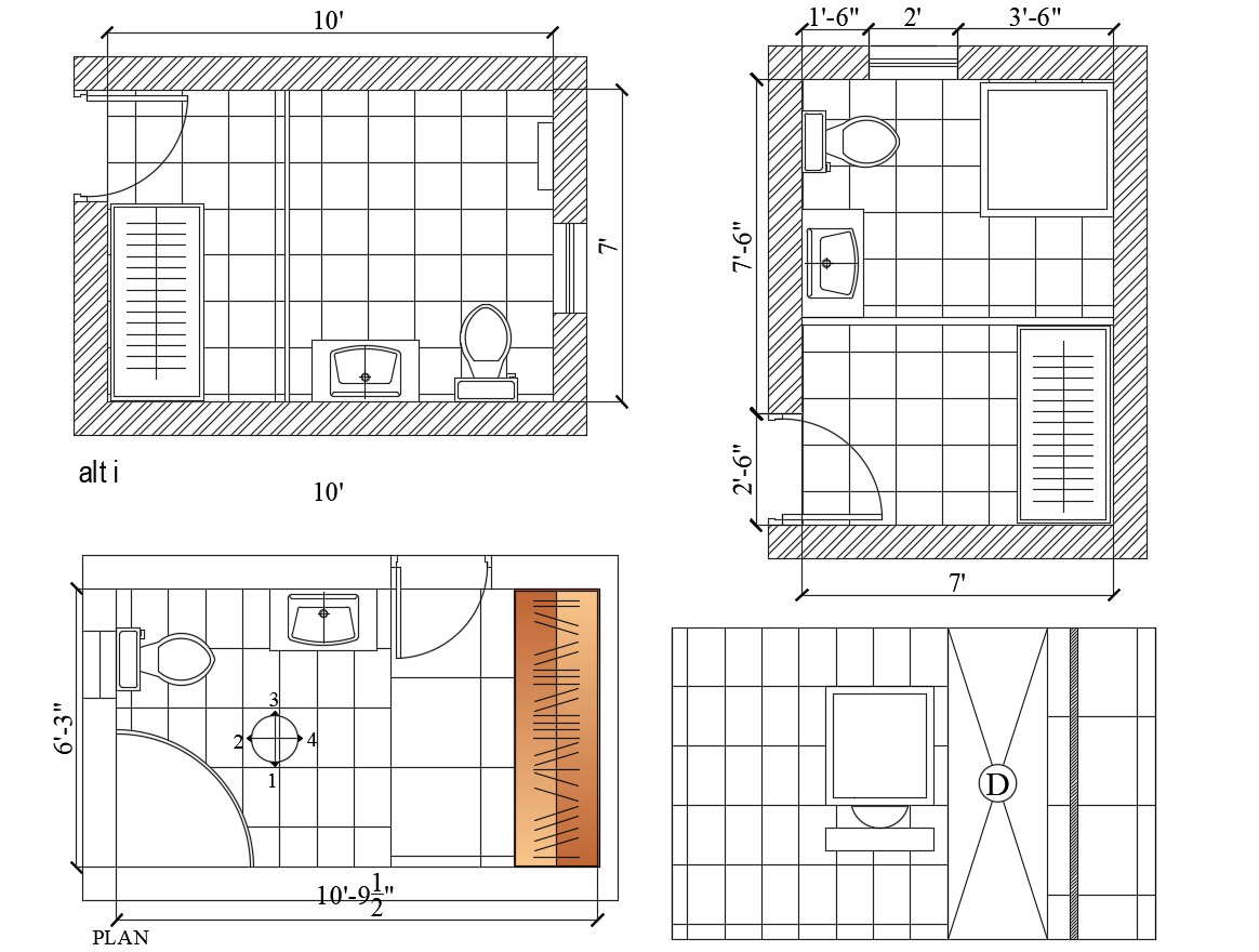 Bathroom and toilet layout in dwg file - Cadbull