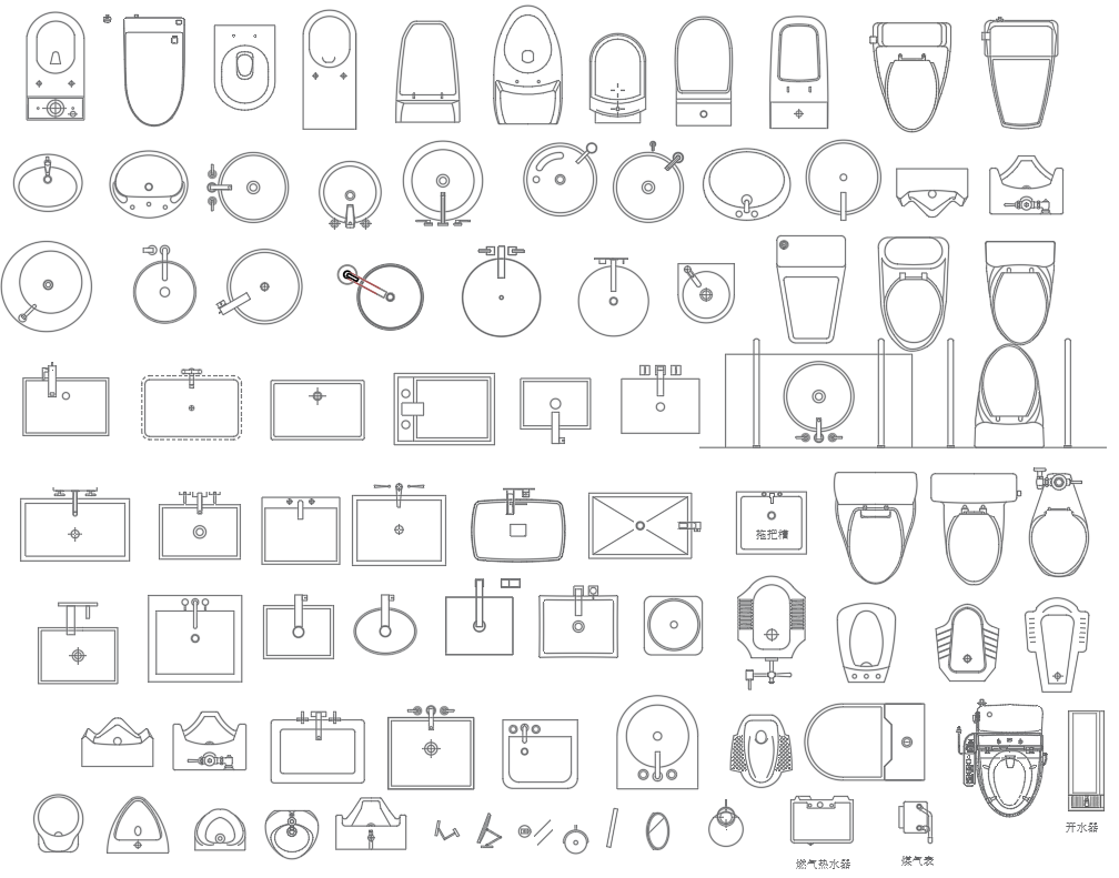 Bathroom Sanitary Details CAD Block in DWG Format - Cadbull