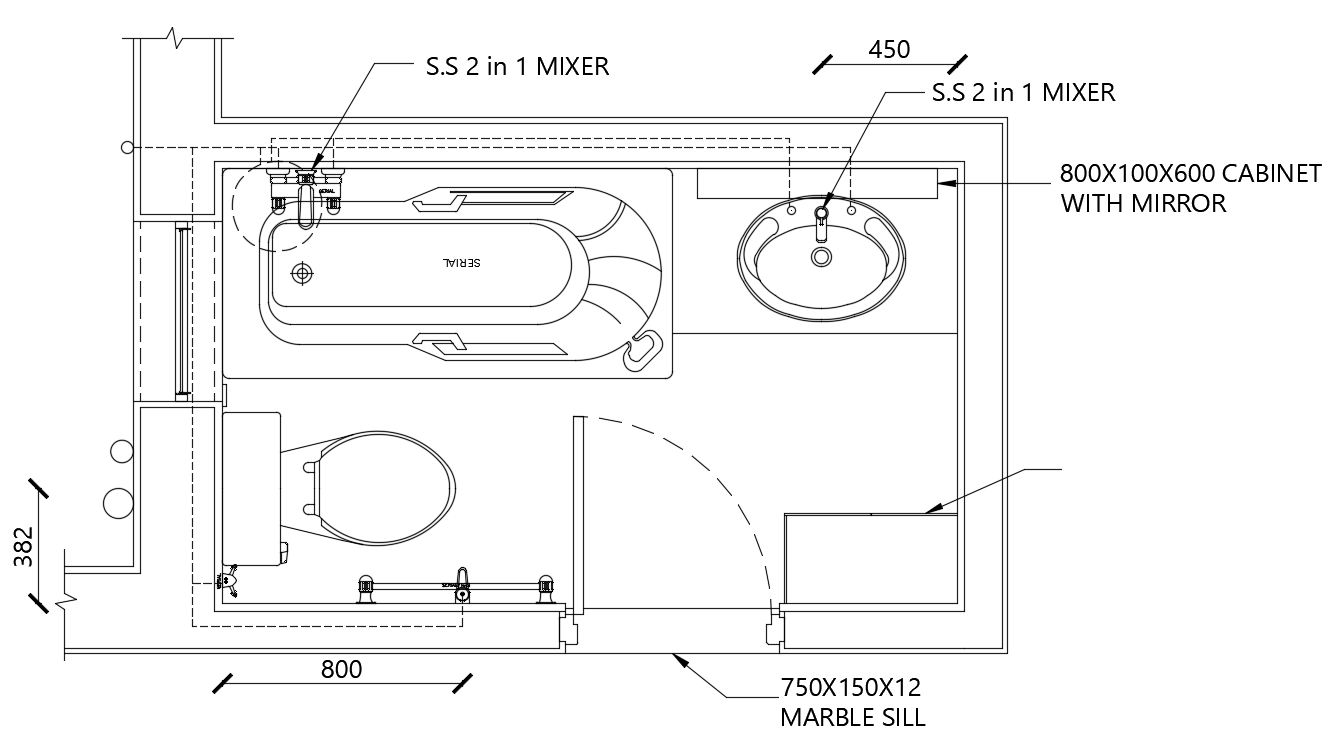 Bathroom cad drawing is given in this cad file. Download this cad file ...