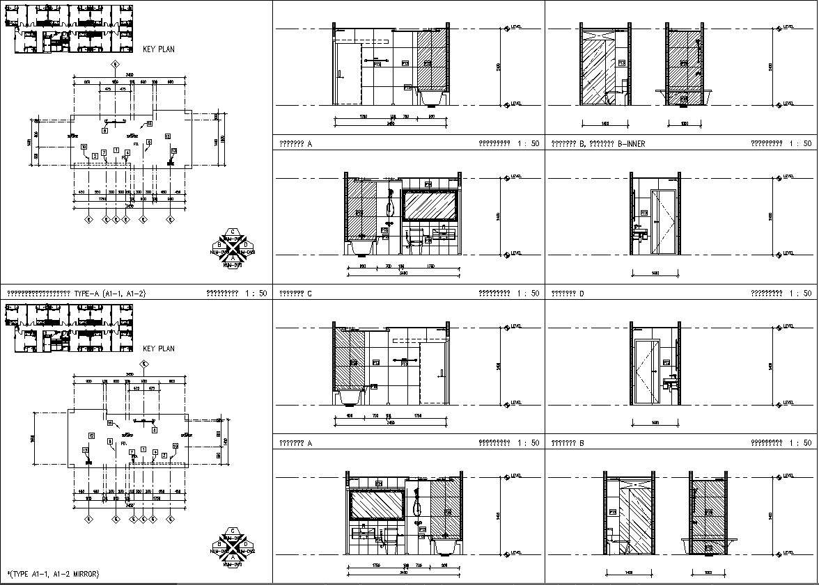 Bathroom layout plan and elevation details in AutoCAD, dwg file. - Cadbull