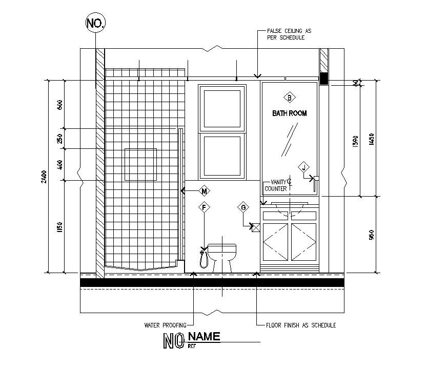 Bathroom Section Details Are Defined In This Autocad Drawing File Download The Autocad Drawing