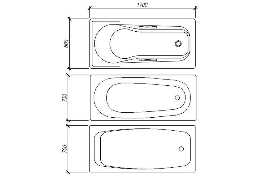 Bathtub and shower tub cad blocks in AutoCAD, dwg file. Cadbull