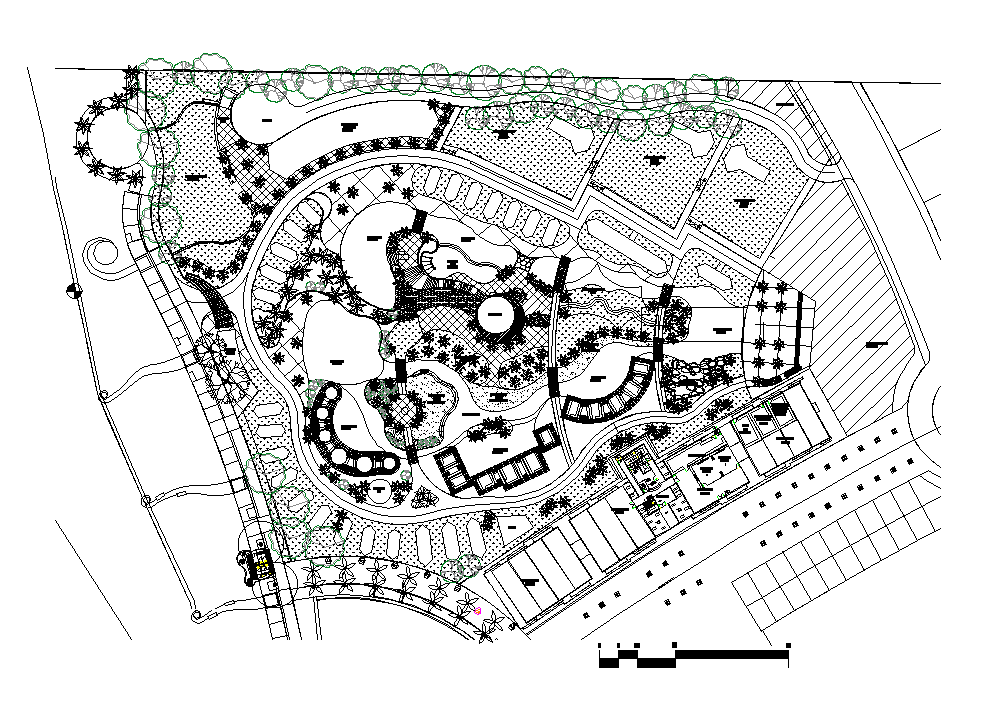 Beach park detail 2d view layout autocad file - Cadbull