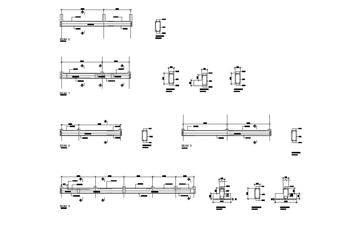 D Cad Drawing Beam Section Design And Bars Autocad File Cadbull Images