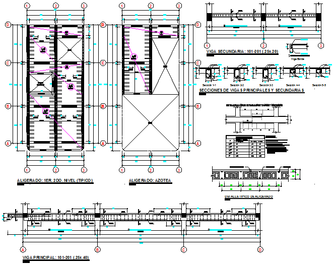 Beam And Column Section Plan Structural File - Cadbull