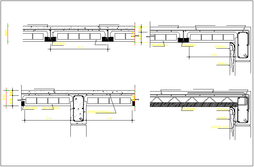 Beam and slab connection detail dwg file - Cadbull