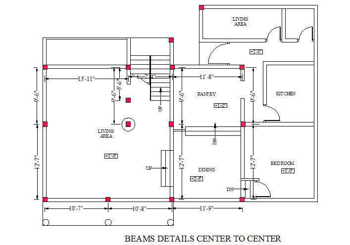 Beam detail centre to centre dimension dwg file - Cadbull