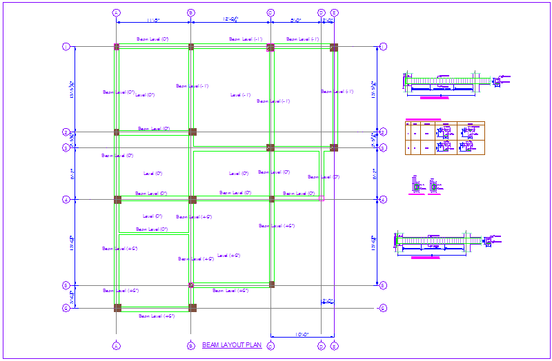 Beam Layout Plan With Detail View With Structural View For House Dwg