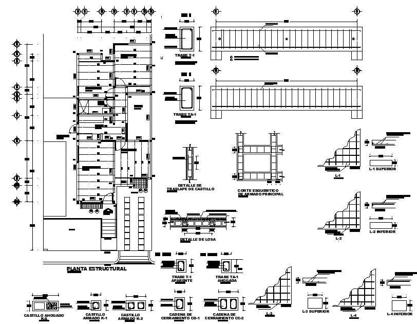 Beam plan and section autocad file - Cadbull