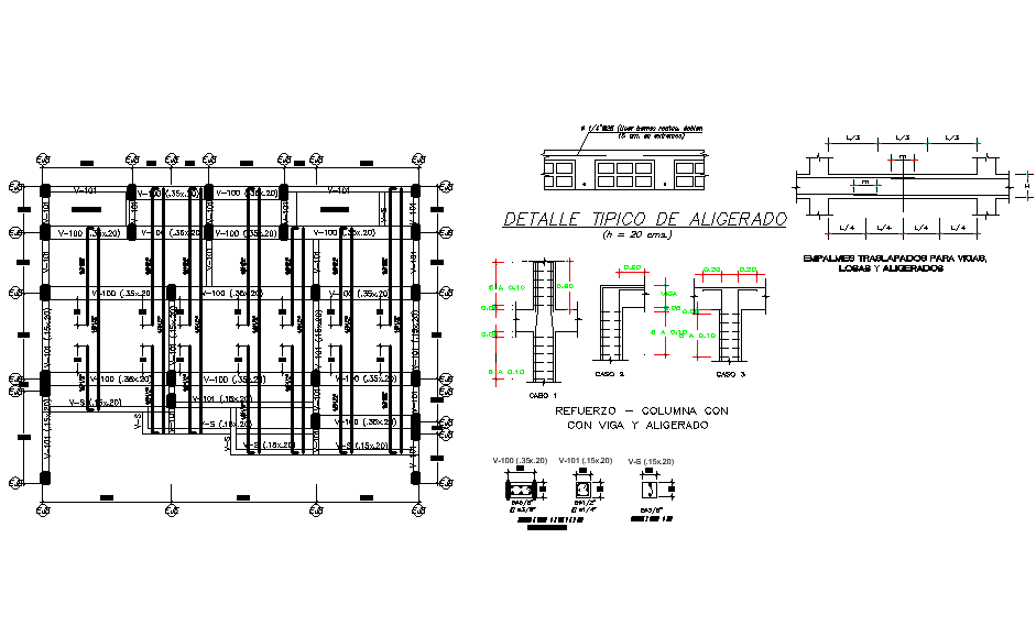 Beam plan and section detail dwg file - Cadbull