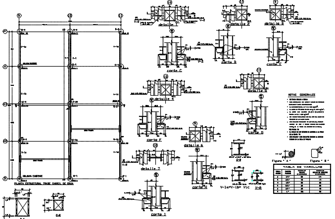 Beam plan and section detail dwg file - Cadbull