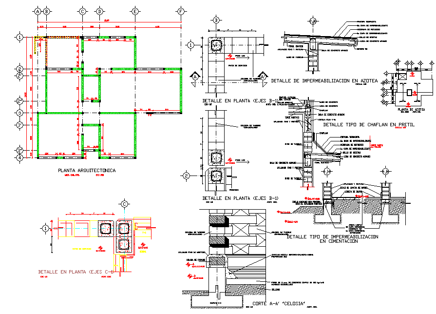 Beam plan and section detail dwg file - Cadbull