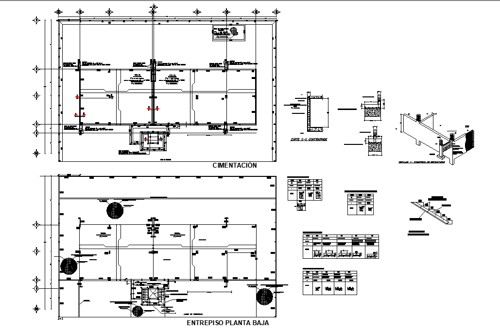 Beam plan and section plan autocad file - Cadbull